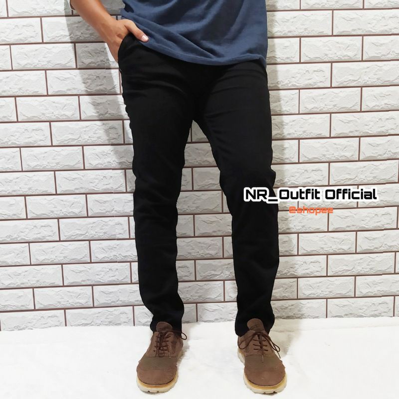 Jeans Cowok Slim Fit Celana Jeans Stretch Panjang Pria Hitam Pekat Size 27-38 NR_Outfit Official COD