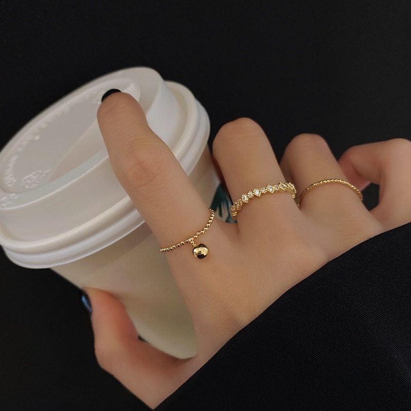 Cincin 84 ( 1 Set isi 3 Pcs) ,  Fashion wanita Cincin Unik Lucu Keren Elegant Minimalis /Deluna/ BS