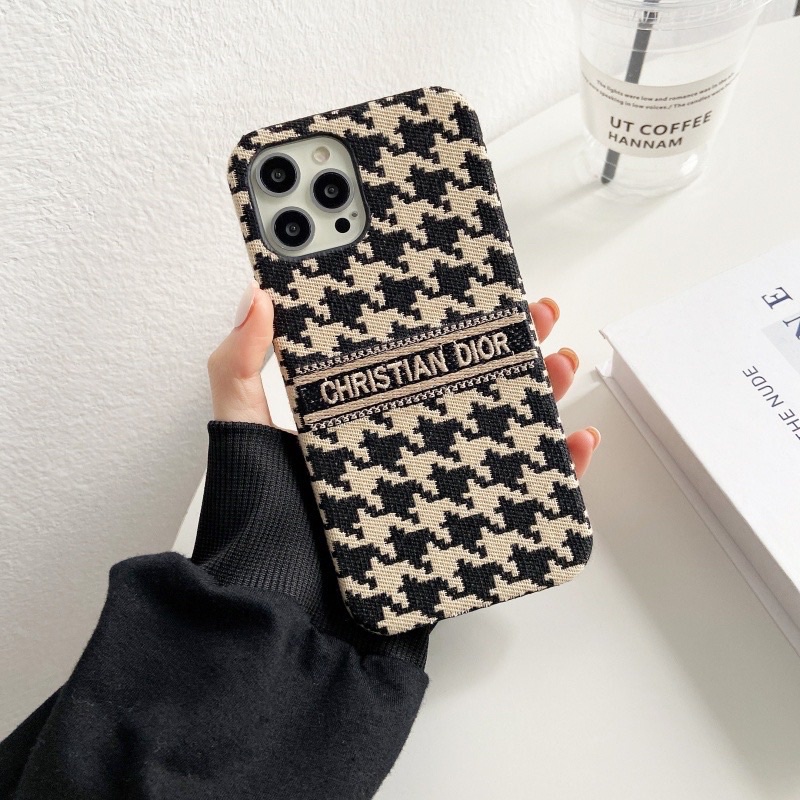 ️Fashion new style iphone case Casing iphone 14 Plus 14 Pro Max 13 promax 7 / 8P / 12 11 / XS / XR / XSMAX Motif Houndstooth CDIOR