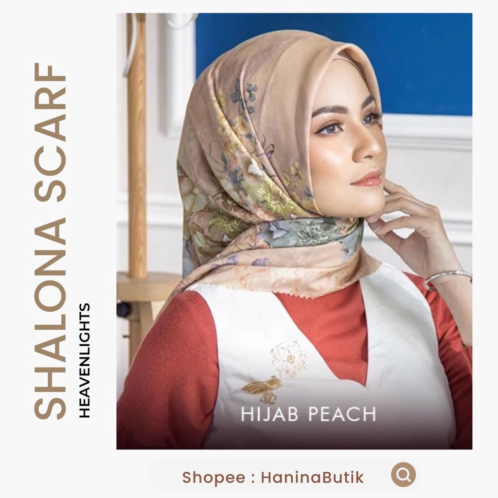 (𝗦𝗜𝗔𝗣 𝗞𝗜𝗥𝗜𝗠) SHALONA SCARF HEAVENLIGHTS X SERASOFT PEACH NUDE HIJAB MOTIF by HEAVENLIGHTS