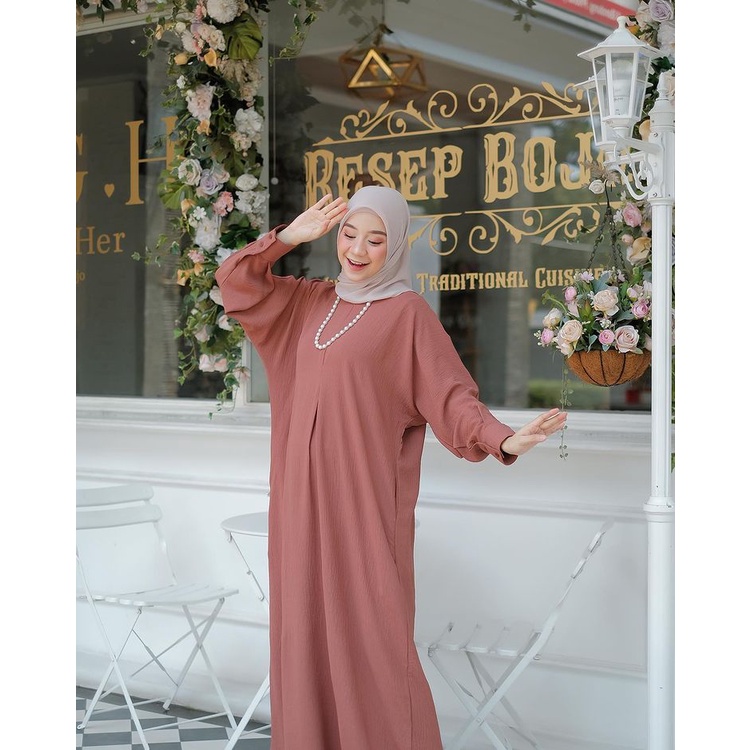 GAMIS DUBAI POLOS JUMBO UP TO LD 140 BAHAN MOSCREPE HALUS