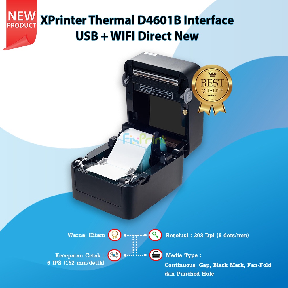 Printer Label Barcode XP-D4601B USB Wireless New XPrinter Thermal D4601B Interface USB + WIFI Direct