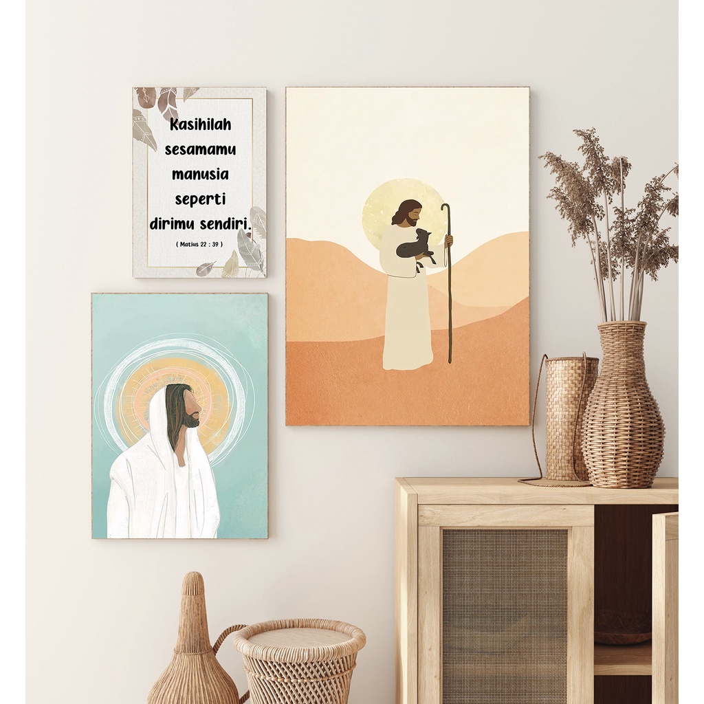 poster kayu yesus  aesthetic walldecor rohani kristen / katolik