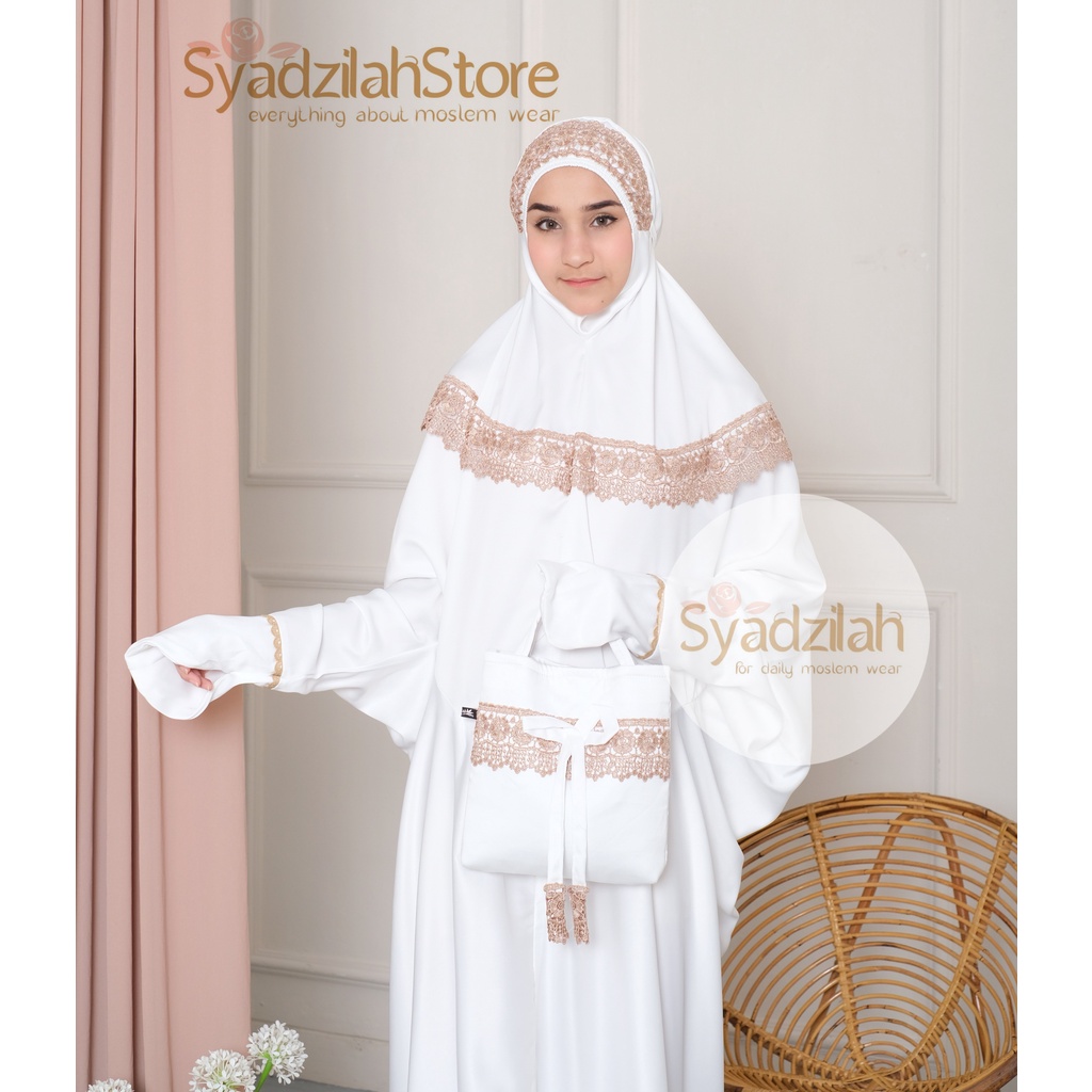 SYADZILAH - Mukena Terusan Mewah Renda Khadijah Sutra velvet Premium