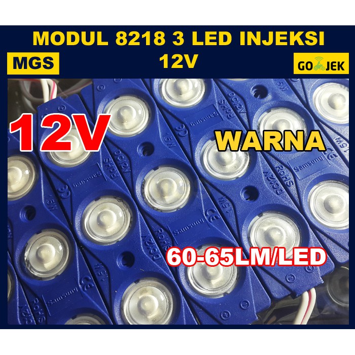 100PCS Modul 5630 3 LED + Lensa Tipe 8218 12V - Warna