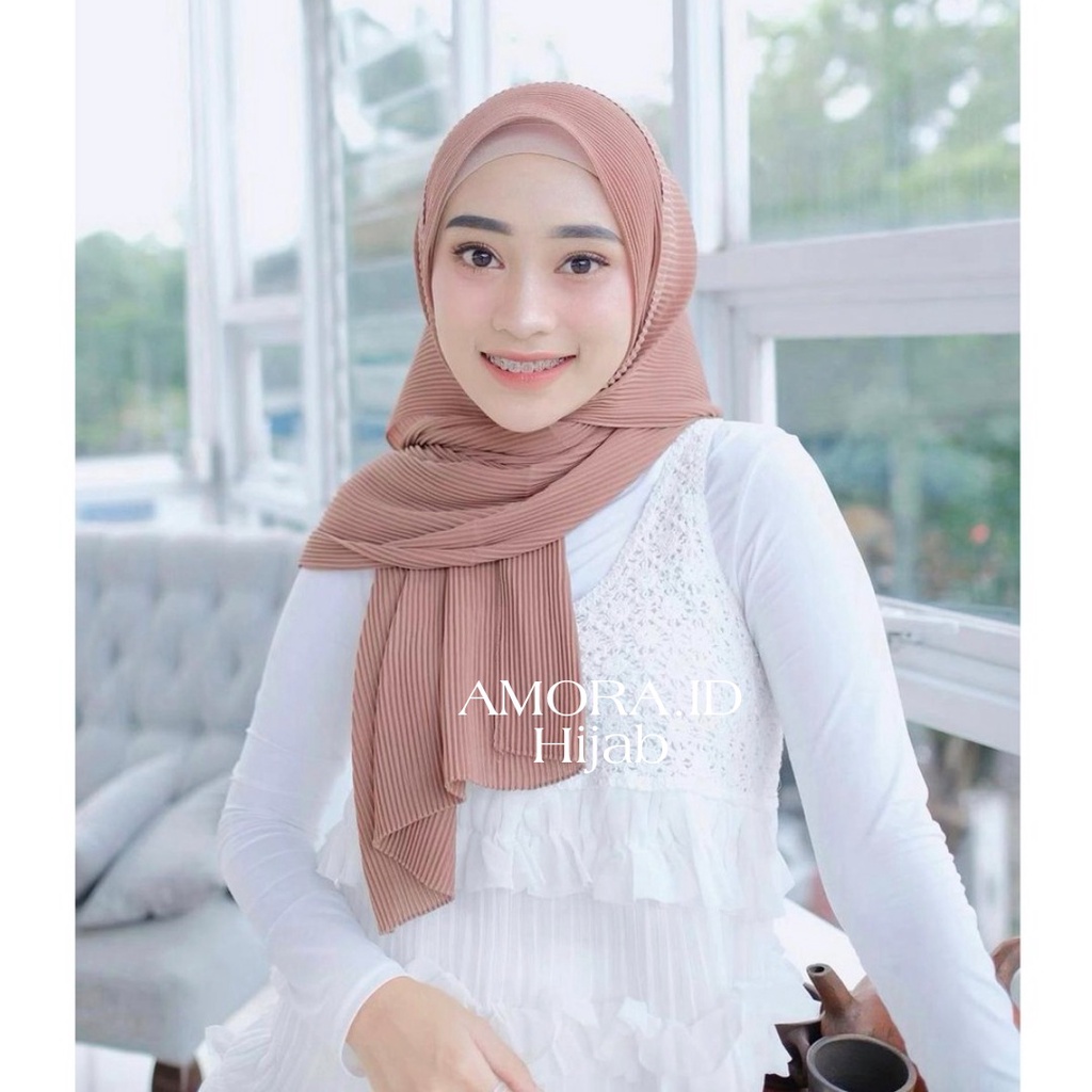 AMORA HIJAB PLISKET BAHAN CERUTY PASHMINA BABYDOLL PREMIUM