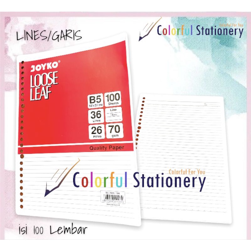 

Loose Leaf / Kertas Binder GARIS Joyko B5 100 Lembar