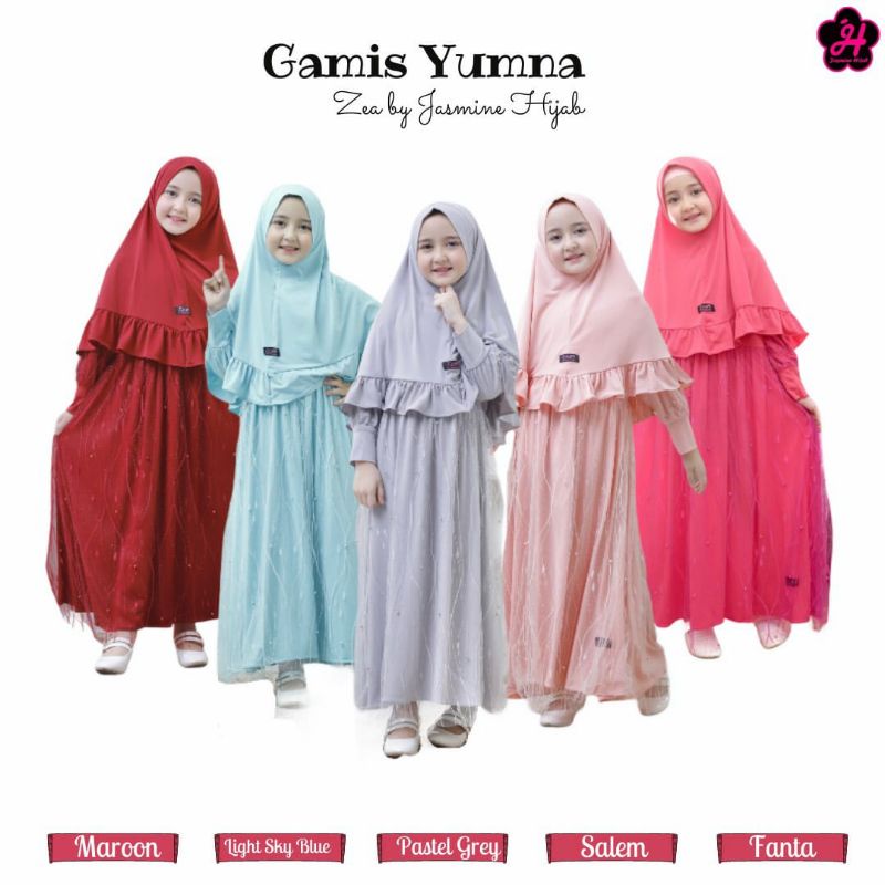 ZEA - Gamis Yumna SET GAMIS Anak Perempuan Jersey PREMIUM kombi tile 1 Tahun sampai 8 Tahun  Brukat 