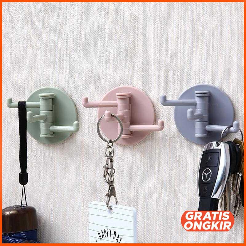 Gantungan Kunci 3 Hook Wall Hanger Adhesive 1PCS