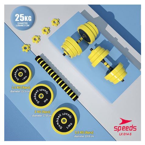 Dumbell Barbel SPEEDS Set 25 Kg Tiang Angkat Beban Besi