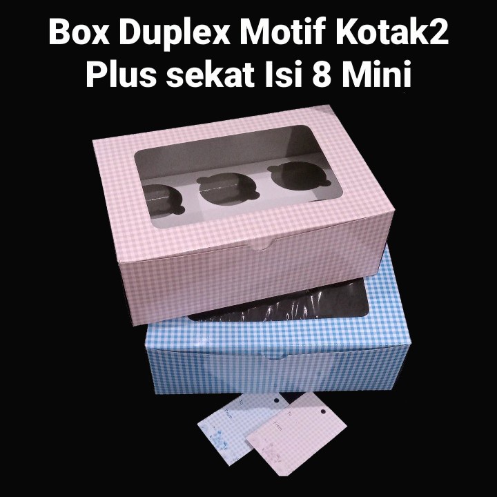 

Box Cake Duplex Kotak Dus Sekat 8 Mini Kemasan Box Kue Cupcake Ukuran 17 x 25 x 9 cm Packaging Hampers
