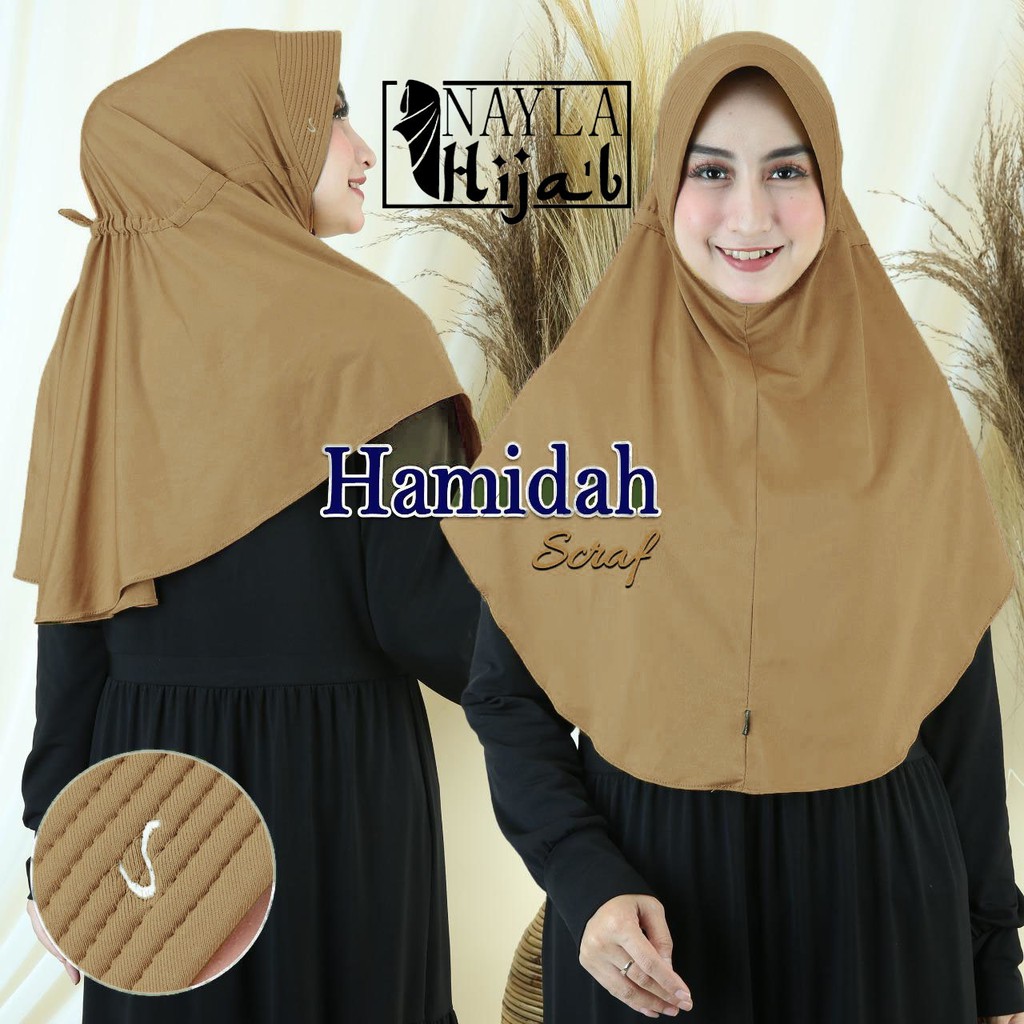 Jilbab Bergo Terbaru Kerudung Instan Serut Hamidah Polos Hijab Instan Serut Hamidah RUMAH HIJA'B-COKSU
