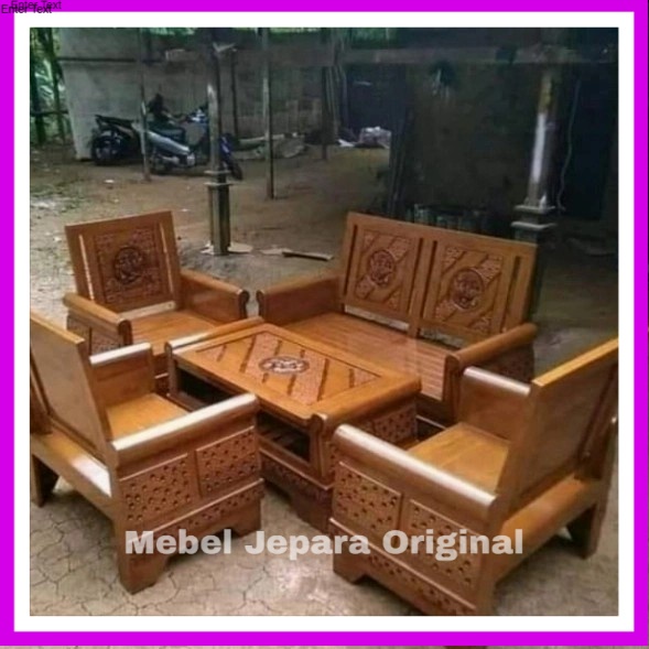 Meja Kursi Ruang Tamu Simpel Kayu Jati Untuk Rumah Minimalis