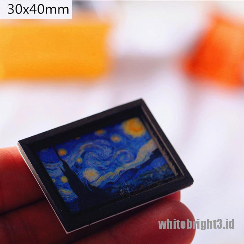 {white3} Dollhouse Miniature Photo Frame Oil Painting Wall Painting Furniture Accessories