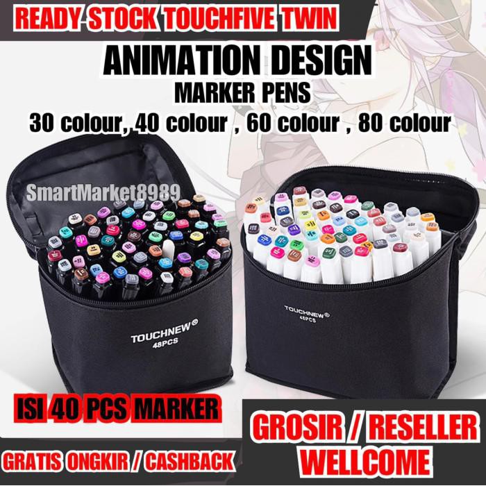 

Art / Touchfive Marker 40 Pcs / Twin Marker Sketsa Drawing /Animation Sketsa - Hitam