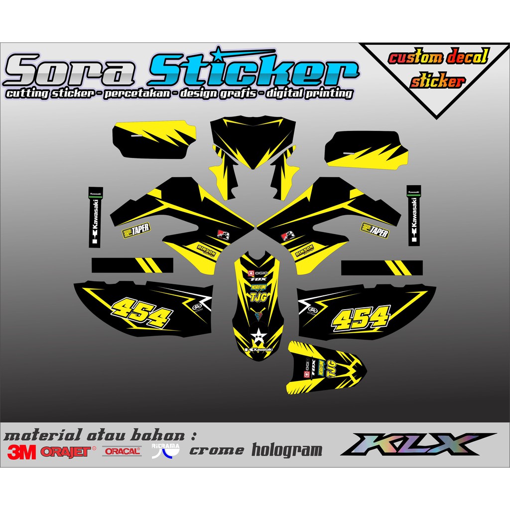 stiker decal kawasaki klx s150 custom design dan nomor start