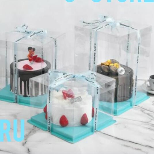 

❁ Cake Box Mika Dus Kue Kotak Kue 22x22 cm Tutup Transparant PET ✱