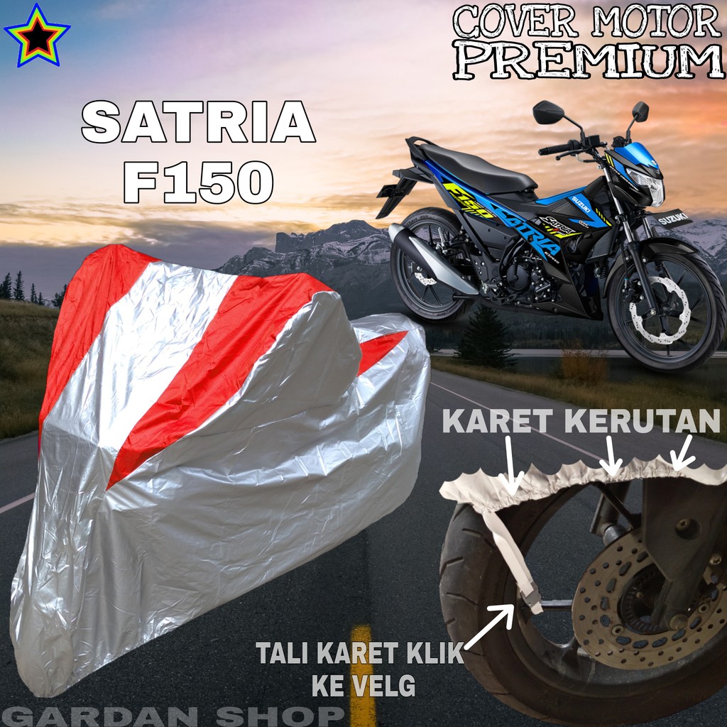 Sarung Motor SATRIA F150 Silver MERAH Body Cover Penutup Motor Satria F150 PREMIUM