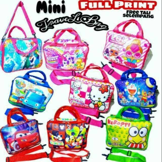 Tas travel bag karakter mini /travel bag lokal size 30x23x13 cm