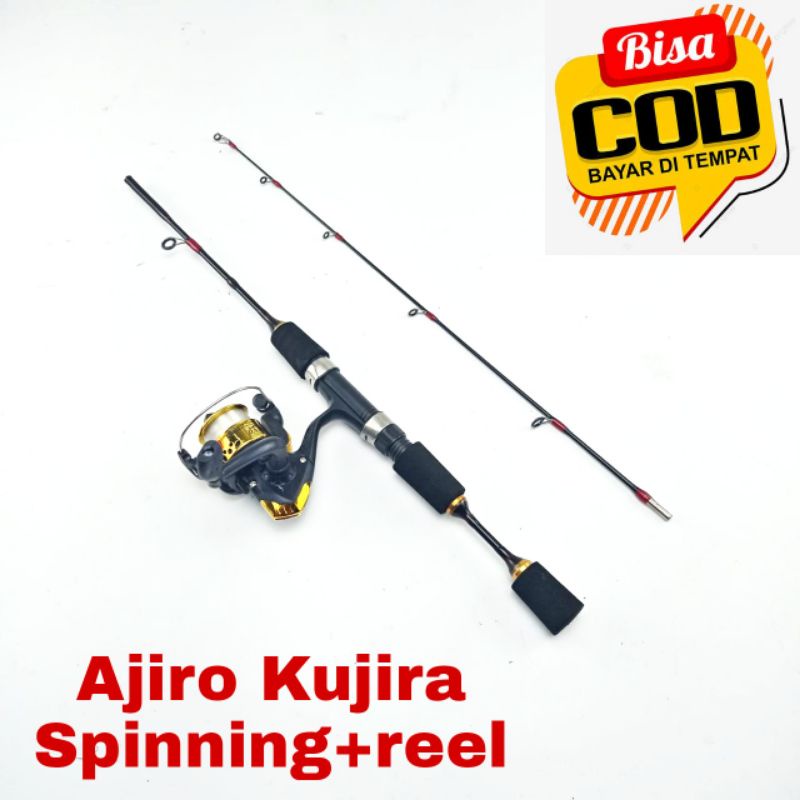 terlaris murah satu set joran pancing spinning kaku lentur fiber solid kuat ajiro kujira 165 180 198 cod