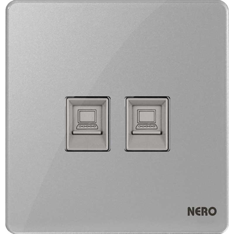 PRECIOSA I9PC2-Grey Stop Kontak 2 Gang Data CAT 5 NERO