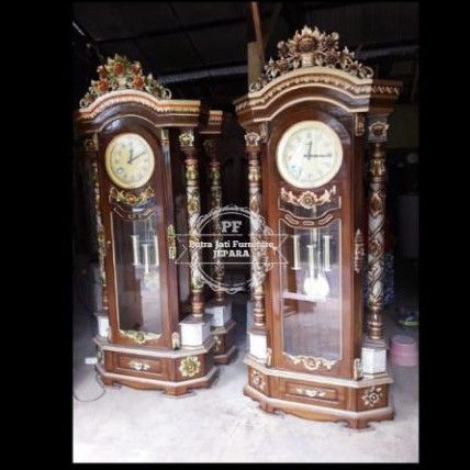Jam hias kayu jati besar ukir - Jam Masjid mebel jepara