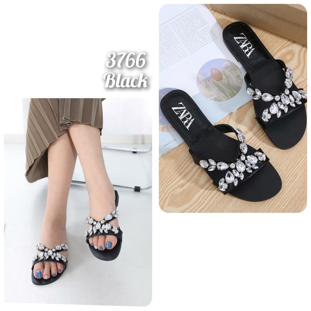 Note&quot; WAJIB UP 1SIZE&quot;  SANDAL WANITA IMPORT TERMURAH FLAT ZR DIAMOND.  KODE: 3766