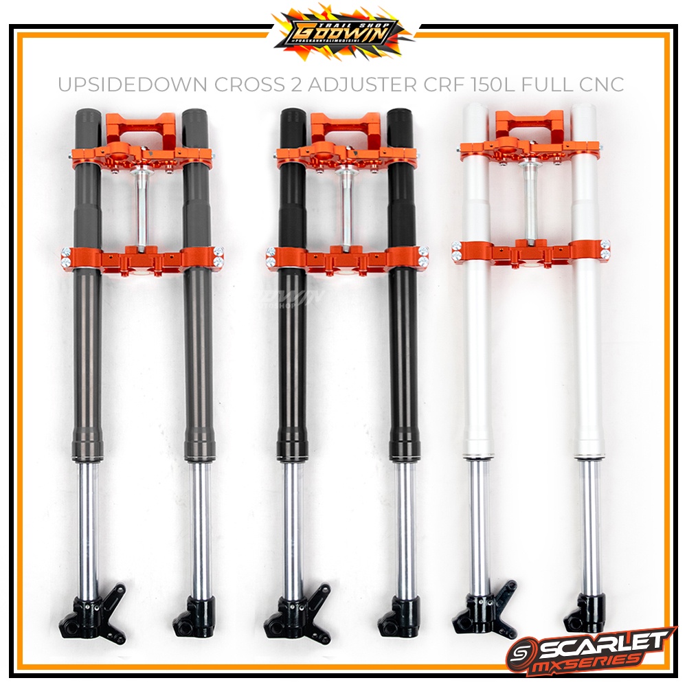 Upsidedown USD Upside Down Shock Depan SCARLET MX 2 Adjuster KLX 150 CRF 150L Full CNC + Stang KLX150 BIFGOOT DTRACKER NEW 3107 Plus Bearing