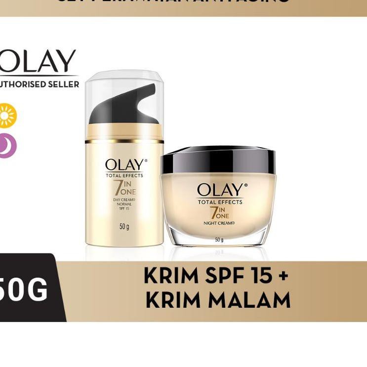 ◌ PAKET OLAY TOTAL EFFECTS 7 IN DAY SPF 15 & NIGHT CREAM (KRIM PAGI DAN MALAM) ✴