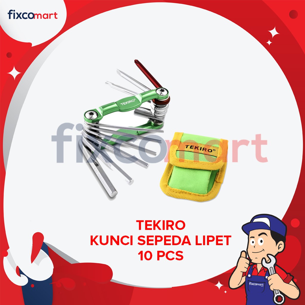 Tekiro Kunci Sepeda Lipat 10 Pcs / Tekiro Bike Tool Kit Set / Kunci Set Mini