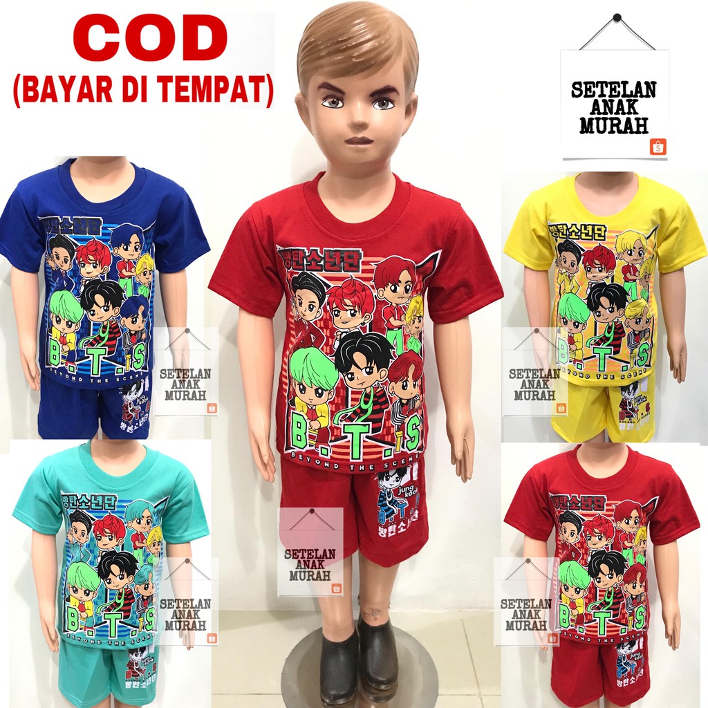 Baju Setelan Pendek Anak Laki-laki Motif BTS / Setelan Anak Murah / Pakaian Anak Murah / Terbaru