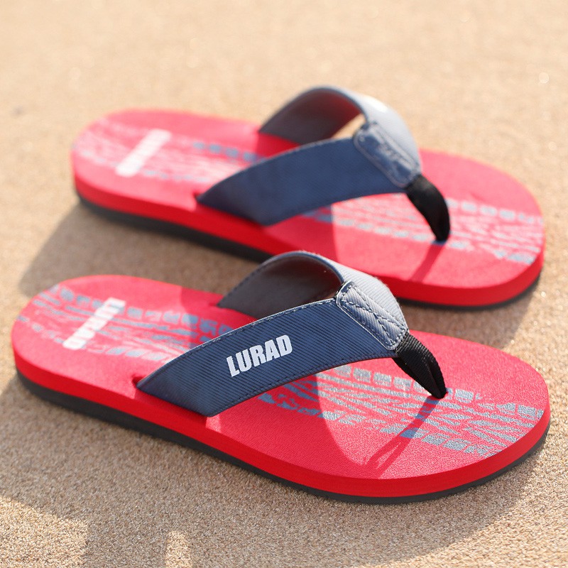 LURAD Pria sandal jepit musim panas non-slip sandal luar sepatu kasual pria karet pantai trendy