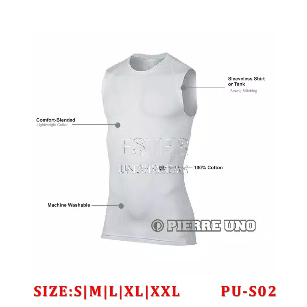 Kaos Tanktop Pria PIERRE UNO PU-S02 PUTIH ISI 1Pcs