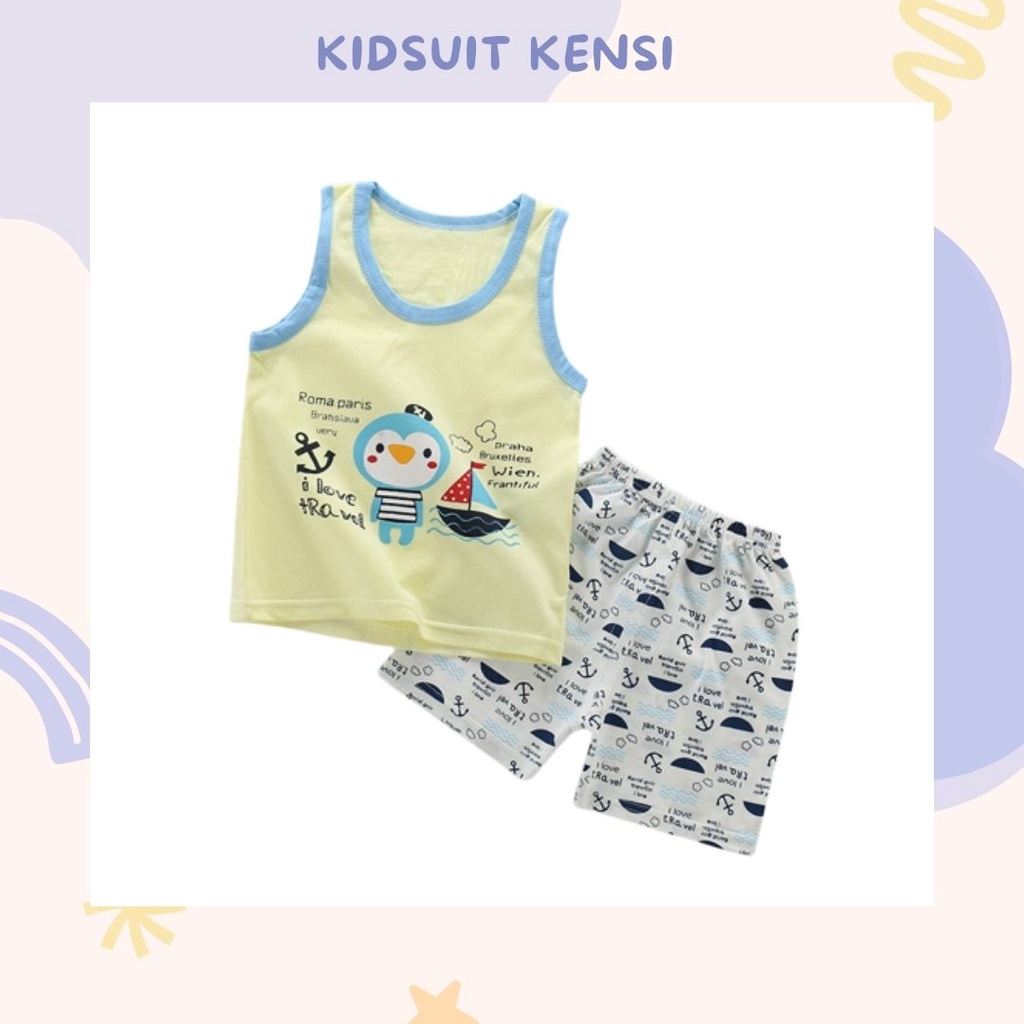 HappyOliver KIDS SUIT KENSI Setelan Anak Bahan Kaos Lengan + Celana Berkualitas Import 0-3 Tahun ebv H1-1