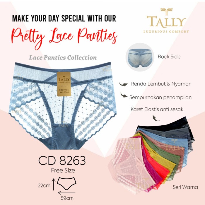 CD Celana Dalam Wanita Renda Brokat Brukat Halus Tally 8263