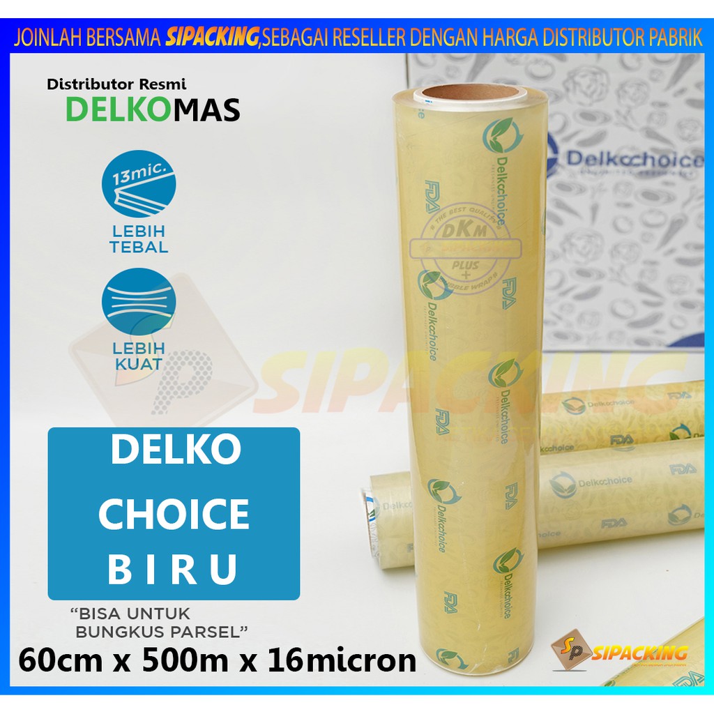 WRAPPING DELKOCHOICE BIRU ( PLASTIK PEMBUNGKUS MAKANAN ) 60CM