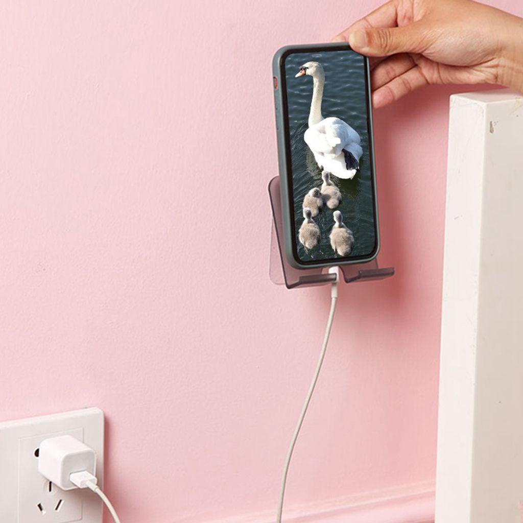 [Elegan] Charger Holder Kreatif Praktis PP Dengan Lem Belakang Hemat Ruang Rak Penyimpanan Warna Solid