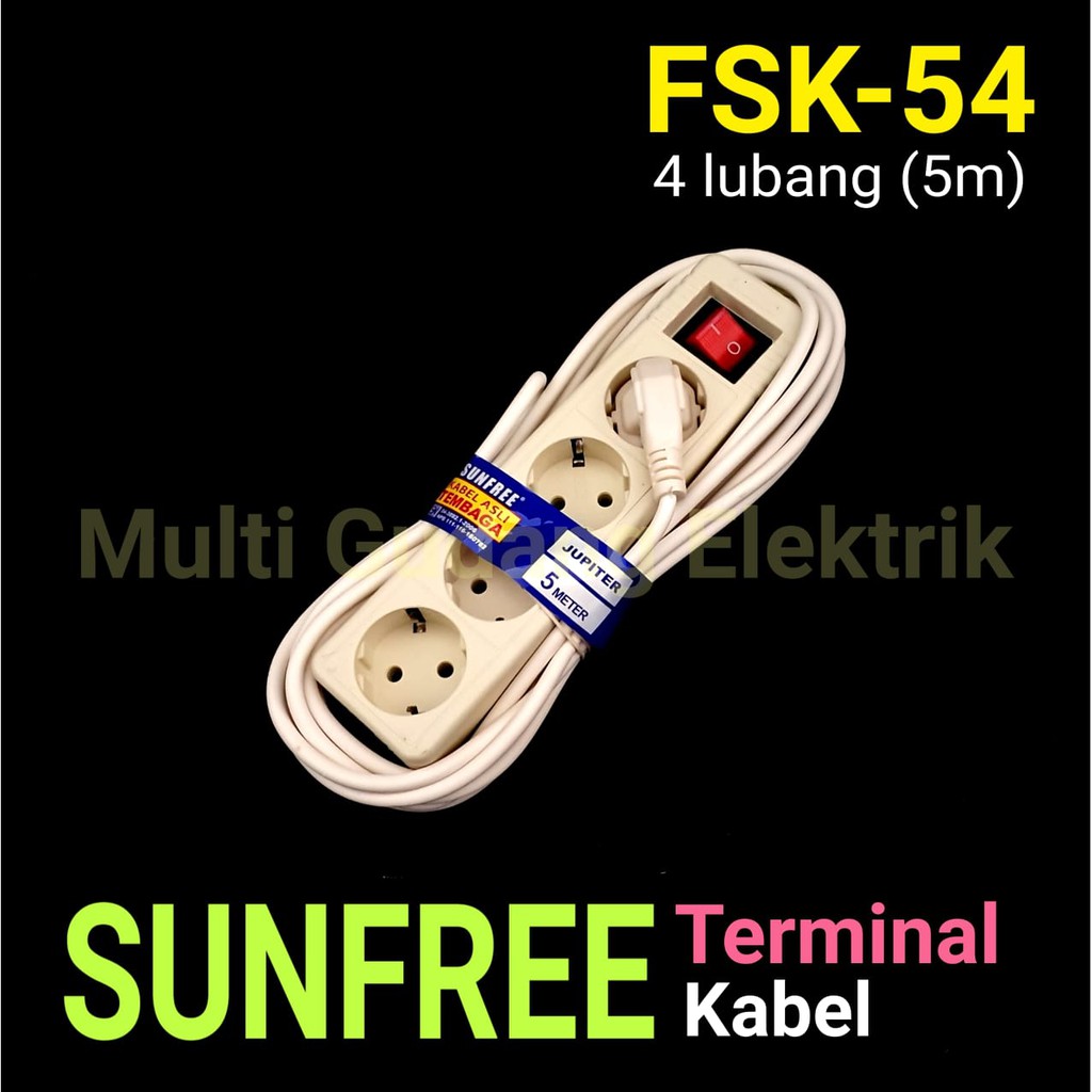 Terminal Stop kontak Sunfree 4 lubang Panjang kabel 5 Meter