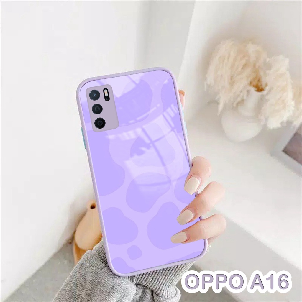 Softcase Glass Kaca Warna Lilac/Ungu Oppo A16 Terlaris [FC03] Case Oppo A16 - Silicon Oppo A16 - Sof