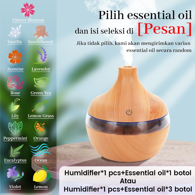 Humidifoer Ruangan 300ml free minyak Essential Diffuser