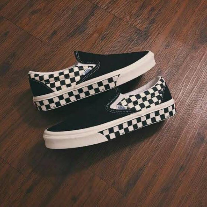 Vans slipon classic sidewall black chekerboard