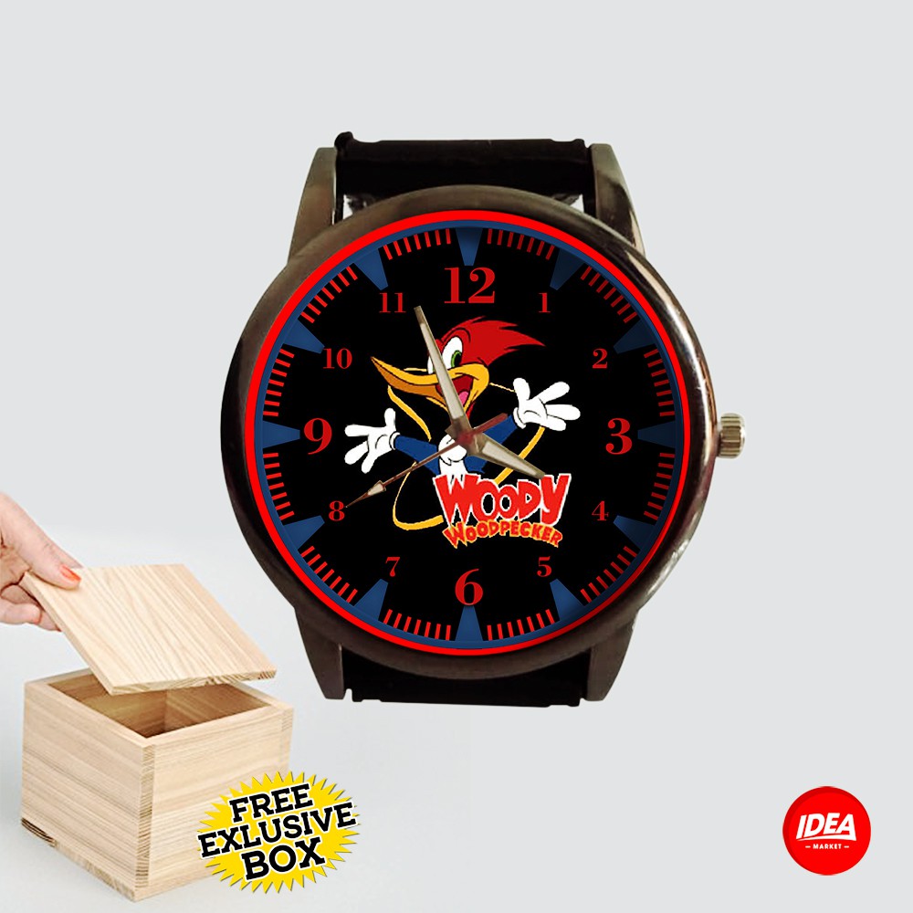 Jam Tangan Pria Rubber Custom Woody Woodpecker Terbaru - FREE EXCLUSIVE BOX