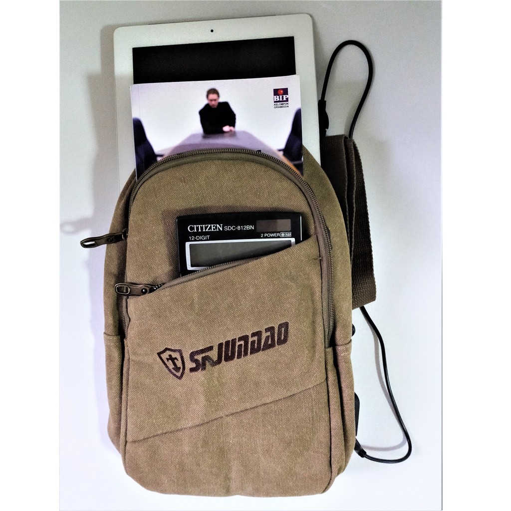 TAS SELEMPANG SLING BAG HP DADA USB IMPOR PRIA 6063