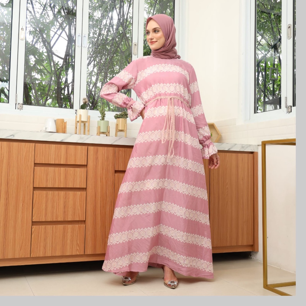 Loqal-Dress Afsin MK Soft / Dress Batik Dress Muslimah Gamis Wanita Mewah Gamis Santai-3