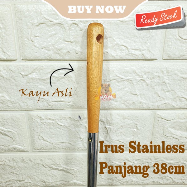 Irus Stainless gagang Kayu 38cm kapsitas 125ml Irus panjang