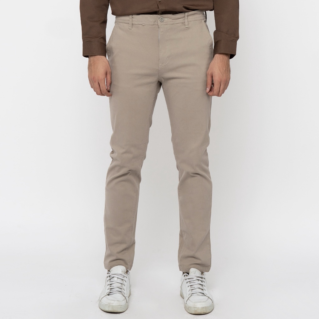 M231 Celana Panjang Pria Chino Pants Slim Fit Stretch Cream C1095