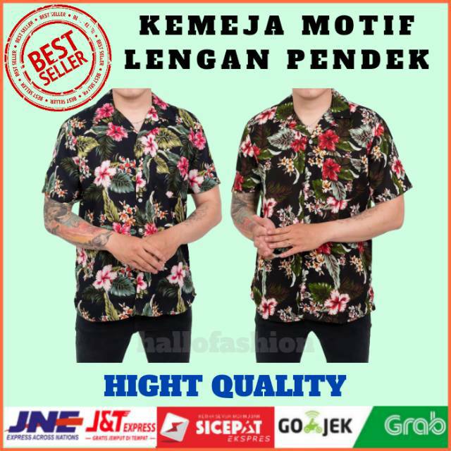 Kemeja Santai Pria Kemeja Kasual Pria Baju Pantai Cowok Kemeja Hawai Hawaii Motif Bunga Floral HF103