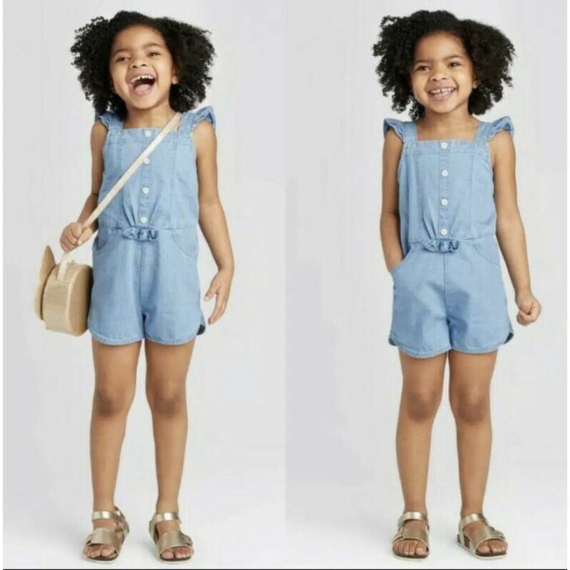 cat jack denim romper 2t