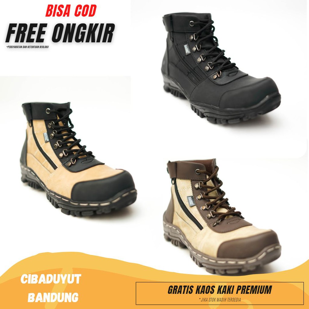 CBY  morris sepatu boot safety ujung besi sepatu bikers sepatu gunung sepatu pria