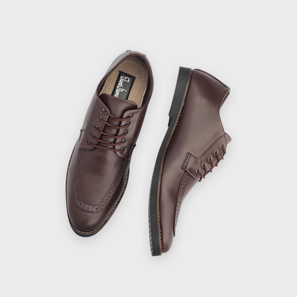 Reno Brown | Sepatu Pantofel Coklat Pria Casual Kerja Cowok Kantor Pantofel Laki Ori | FORIND Giant